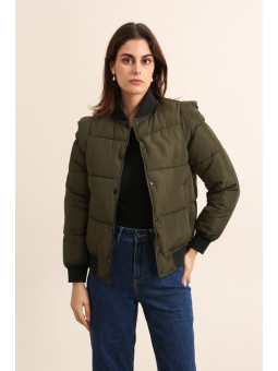 CHAQUETA BOMBER CORTA CON HOMBRERAS