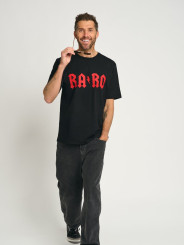 CAMISETA UNISEX "RARO" NEGRA/ROJA