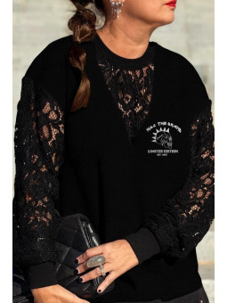 SUDADERA LACE REBEL NEGRA