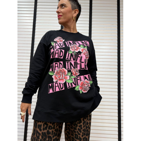 SUDADERA ROSAS NEGRA