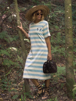 VESTIDO BORDADO "LA VIDA VUELA" AZUL